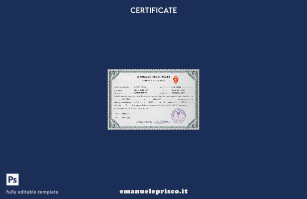 modello PSD di certificato di matrimonio norvegese in stile verificato